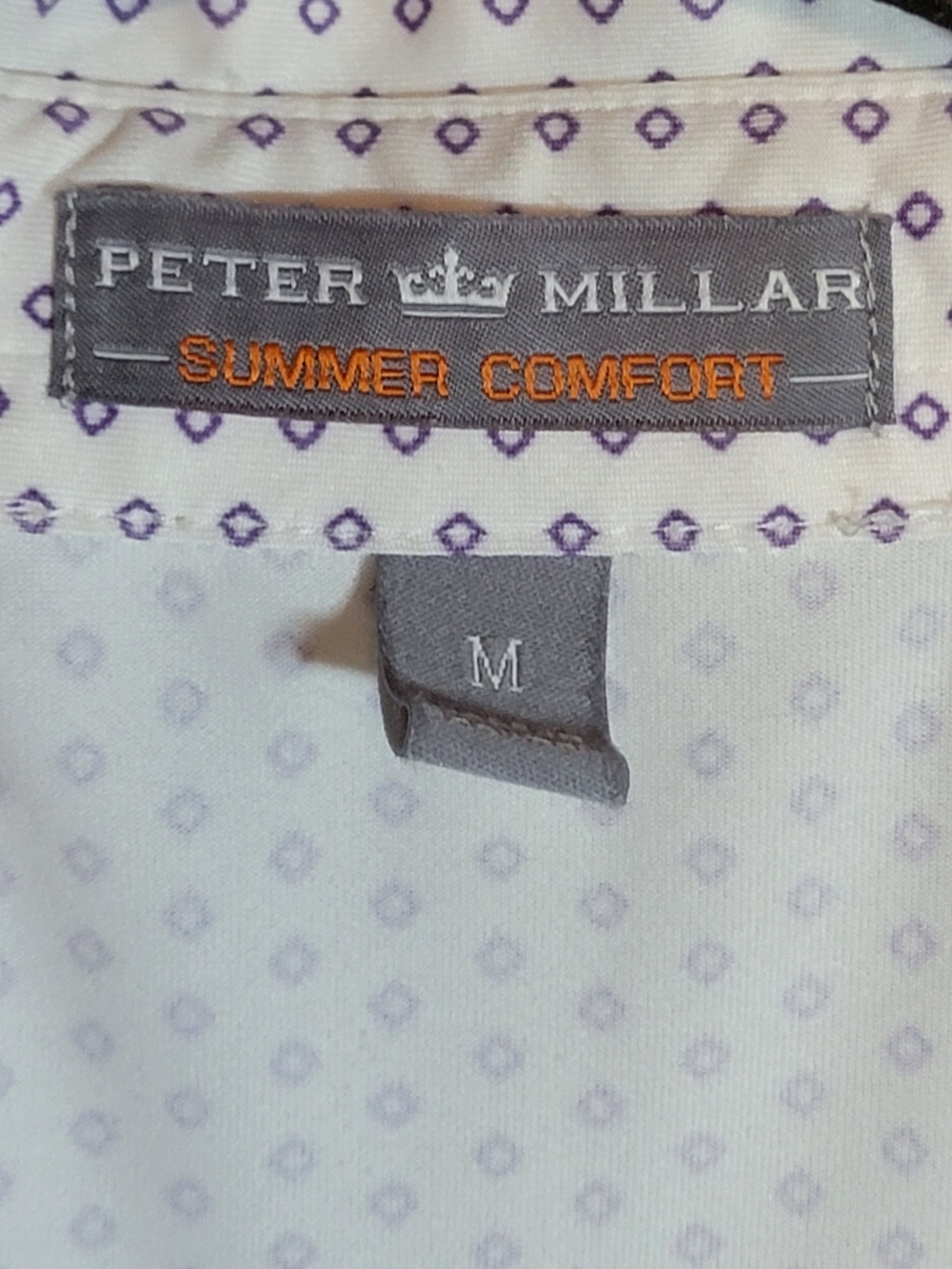 Peter Millar Summer Comfort Polo In White And Purple Size Medium - Picture 5 of 9